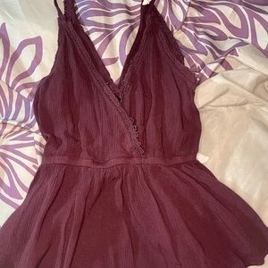 Y2k flared lace burgundy top.